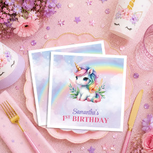 Dreamy Unicorn Pastel Colours Girl Birthday Napkin