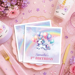 Dreamy Unicorn Pink Purple Girl Birthday Napkins
