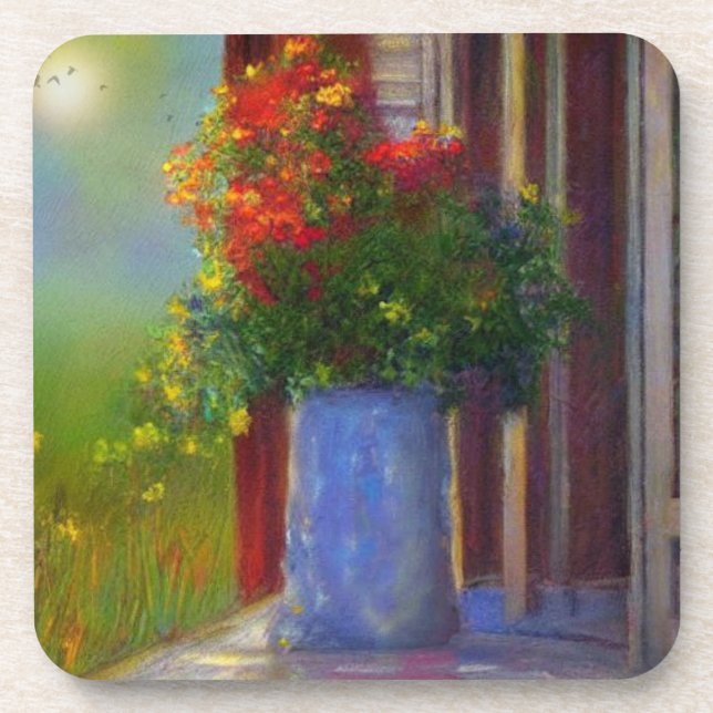Dreamy Vase of Flowers Plastic Coasters (Front)
