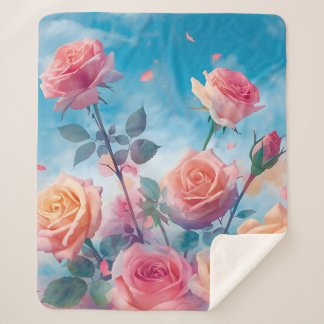 Dreamy Vibrant Roses Sherpa Blanket