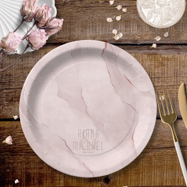 Dreamy Watercolor Abstract Wedding Blush ID817 Paper Plate (Creator Uploaded)