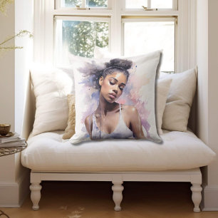Dreamy Watercolor Ballerina Throw Pillow