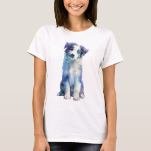 Dreamy Watercolor Blue Border Collie Women T-Shirt