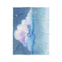 Dreamy Watercolor Cloud 9 Pastel Starry Sky Fleece