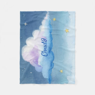 Dreamy Watercolor Cloud 9 Pastel Starry Sky Fleece Blanket