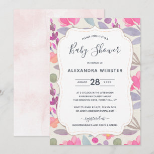 Dreamy Watercolor Floral Baby Shower Invitation