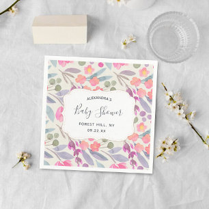 Dreamy Watercolor Floral Baby Shower Napkin