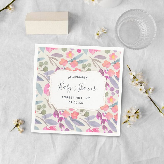 Dreamy Watercolor Floral | Baby Shower Napkin (Creator Uploaded)