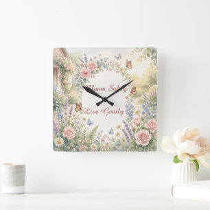 Dreamy Watercolor Floral Personalized Clock