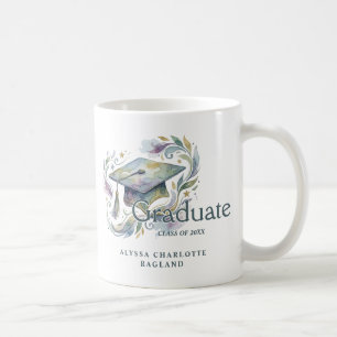 Dreamy Watercolor Flourish Graduation Design Coffee Mug
