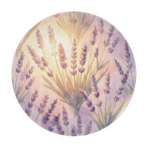 Dreamy Watercolor Lavender Purple Floral Pattern Cutting Board