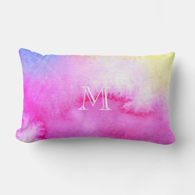 Dreamy Watercolor Lumbar Pillow (Front)