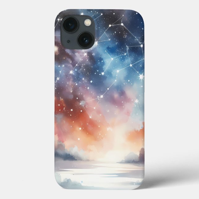 Dreamy Watercolor Night Sky iPhone 13 Case (Back)