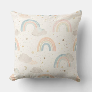 Dreamy Watercolor Pastel Rainbow Nursery Pillow