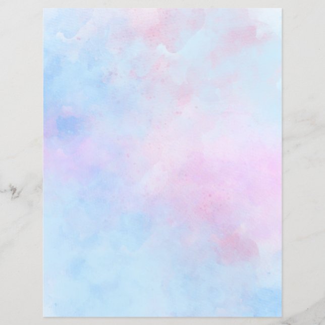 Dreamy Watercolor Pink Blue Scrapbook Paper (Front)