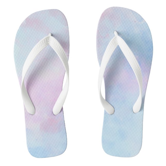 Dreamy Watercolor Pink Blue Turquoise Flip Flops (Footbed)