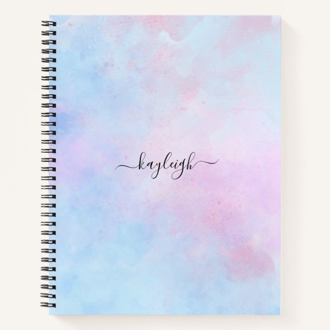 Dreamy Watercolor Pink Blue Turquoise Notebook (Front)