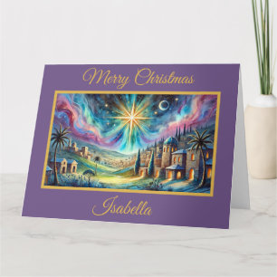 Dreamy Watercolor Star of Bethlehem Christmas Card