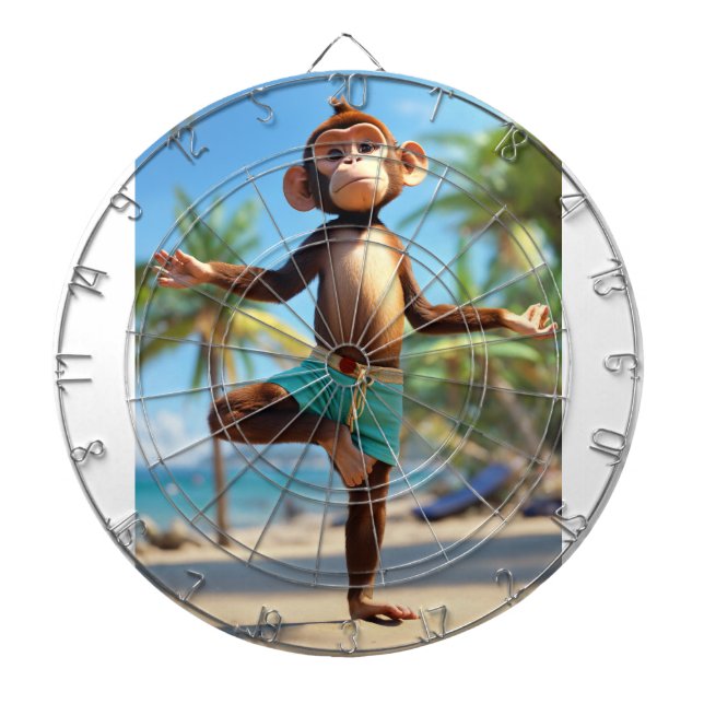 Dreamy Watercolor Whimsy: Monkey Edition Dartboard (Front)