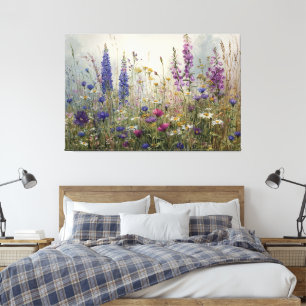 Dreamy Watercolor Wildflowers Canvas Print