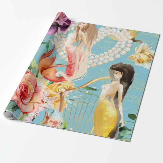 Dreamy watercolour Mermaid  Wrapping Paper (Unrolled)