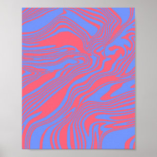 Dreamy Waves – Abstract Flow in Blue & Coral Poster