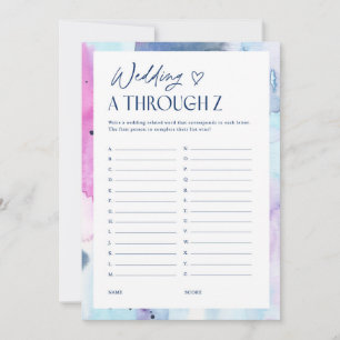 Dreamy Wedding A-Z Bridal Shower Party Game Card