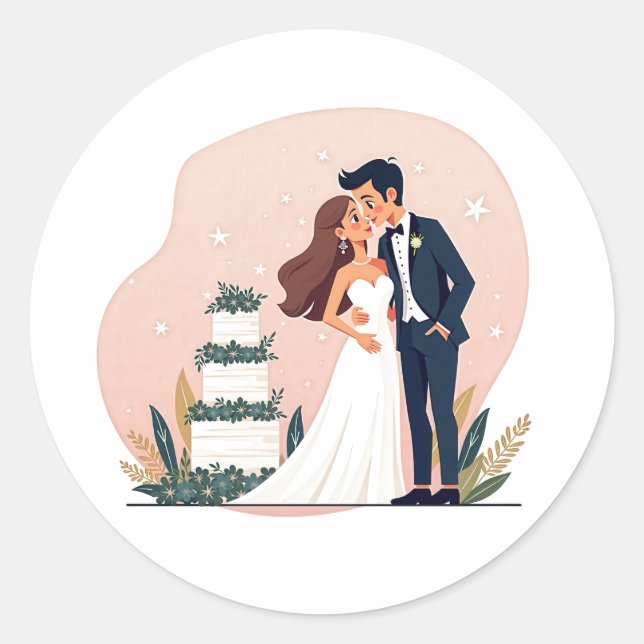 Dreamy Wedding Couples Sticker  (Front)