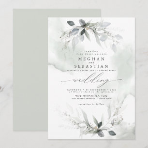 Dreamy Wedding Watercolor Greenery Invitation