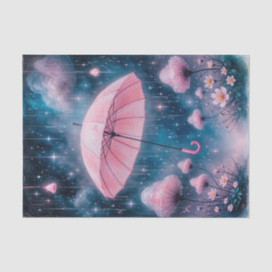 Dreamy Whimsical Pink Umbrella Decoupage Paper