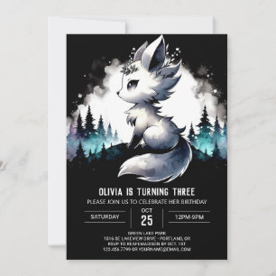 Dreamy Whimsy Wolf Birthday Invitation
