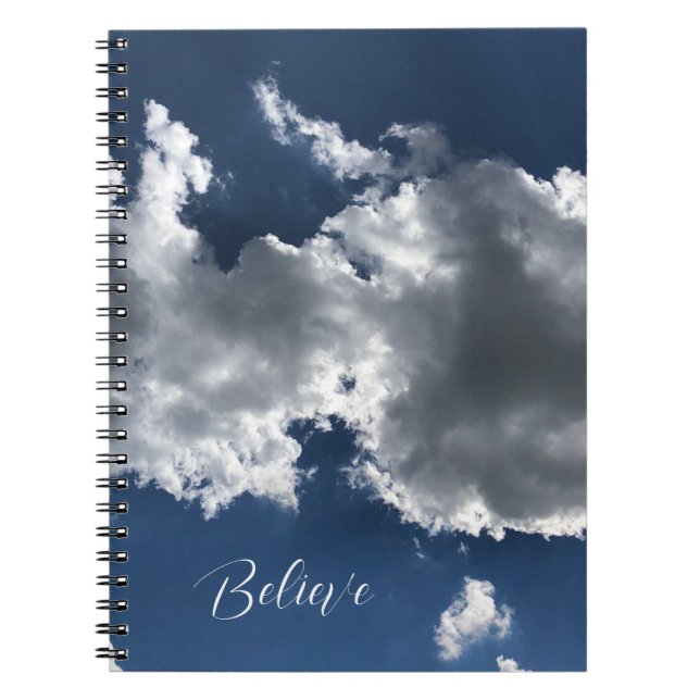 Dreamy White Clouds Photo Spiral Notebook (Front)