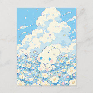 Dreamy White Floral White Bunny Meadow Postcard