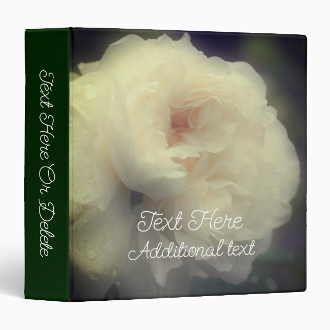 Dreamy White Rose Flower Nature Personalized Binder (Front/Spine)