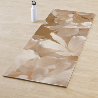 Dreamy white tulips in beige light yoga mat
