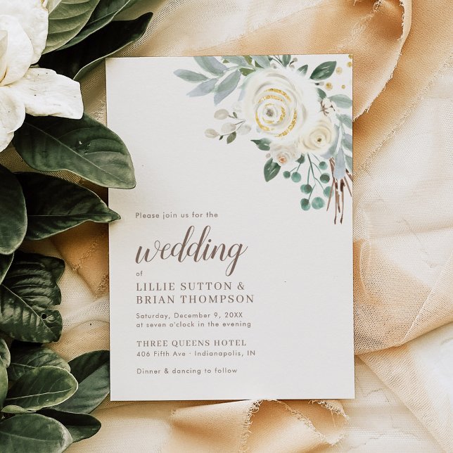 Dreamy White Winter Floral Wedding Invitation (Creator Uploaded)