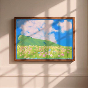 Dreamy Wildflower Meadow Landscape Wall Art