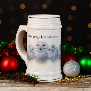Dreamy Wisdom of Snowy Owls Family Beer Stein