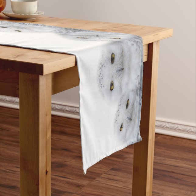 Dreamy Wisdom of Snowy Owls Family Long Table Runner (In Situ)