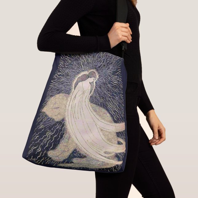 dreamy woman and cat crossbody bag (Close Up)