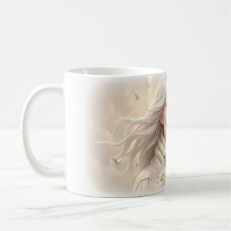 Dreamy Woman Castle Stairway Pearls Doves Mug