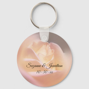 Dreamy Yellow Rose Personalized Wedding  Keychain