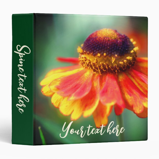 Dreamy Zinnia Daisy Flower Personalized  Binder (Front/Spine)