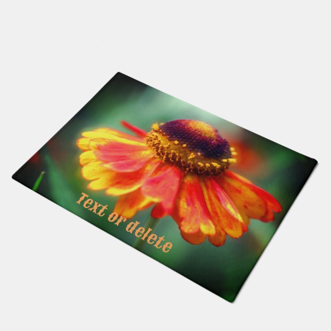 Dreamy Zinnia Daisy Flower Personalized Doormat (Angled)