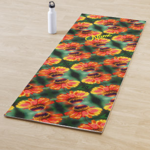 Dreamy Zinnia Flower Pattern Personalized  Yoga Mat