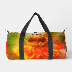 Dreamy Zinnia Flower Vintage Personalized Duffle Bag