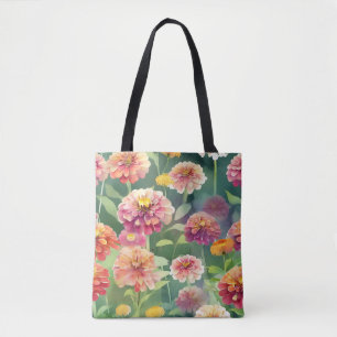 Dreamy Zinnia Flowers Tote Bag