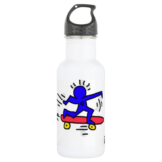 DreamySupply Pop Art SkateBoard Man Water Bottle (Front)
