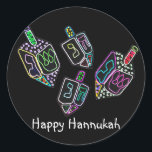 Dreidel, Dreidel, Dreidel Stickers<br><div class="desc">Graphic illustration of a Hannukah dreidels in bright colours.  Brighten up the holiday with this colourful design.</div>