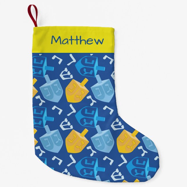 Dreidel Fun Hanukkah Small Christmas Stocking (Front)